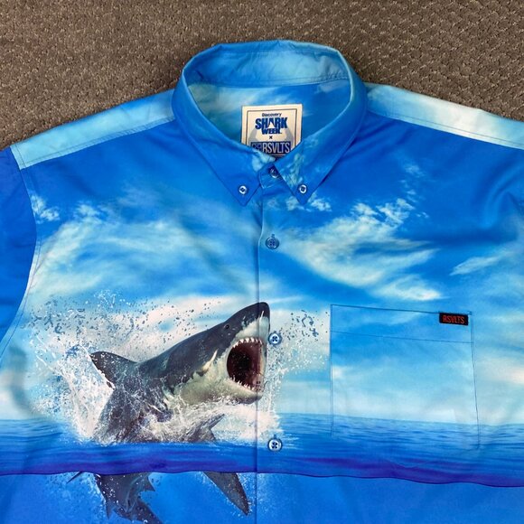 RSVLTS Shark Week Shirt Men's XL Button Down Up Discovery Channel All Over Print - Picture 2 of 11